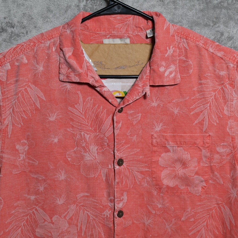 Disney Parks Tommy Bahama Shirt Mens Large Red Floral Hawaiian Mickey Mouse Silk